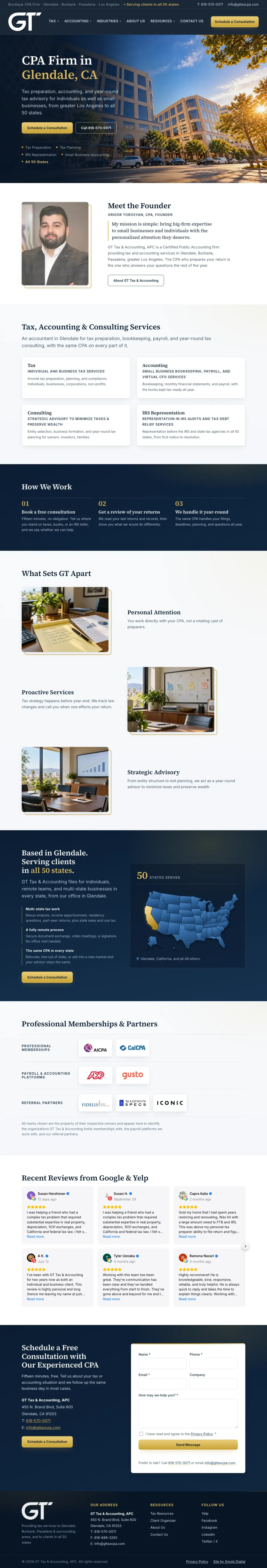 Full-page view of the GT Tax & Accounting website