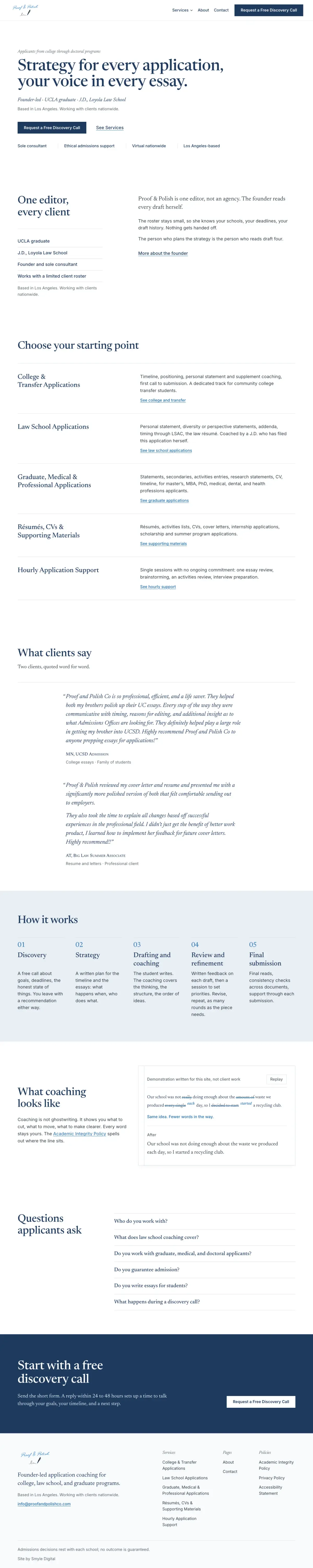 Full-page view of the Proof & Polish Co website